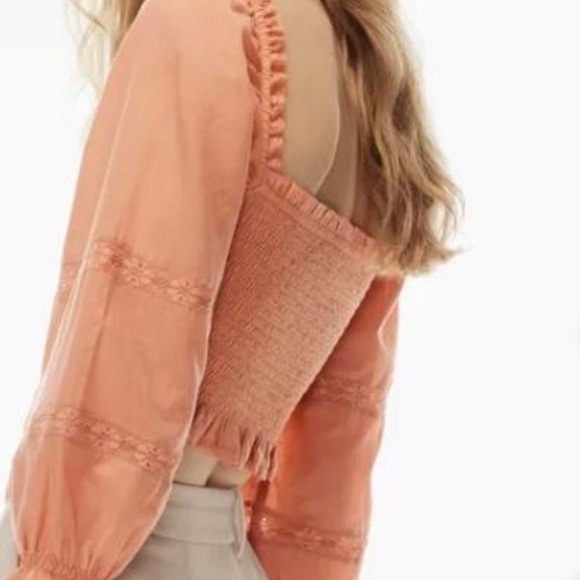 Wilfred WOMENS PINK MEDIUM Puff sleeves Crop Blouse - Picture 3 of 12